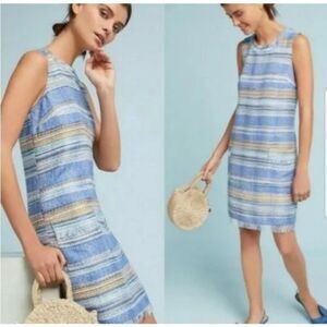 Anthropologie Blue Striped Midi Dress